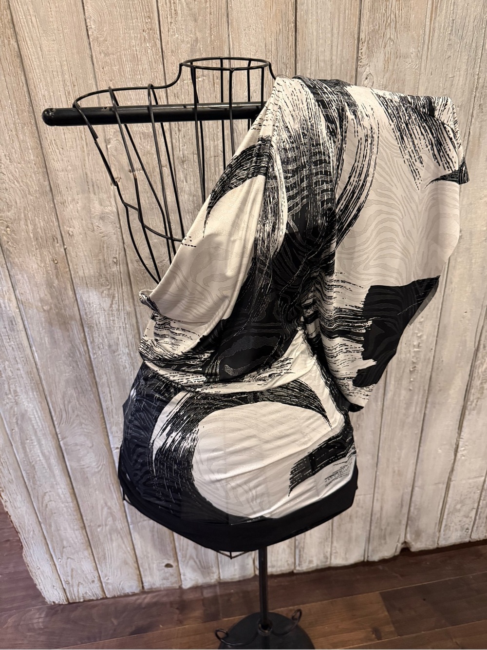 Body Central Black & White Abstract Draped dress or top